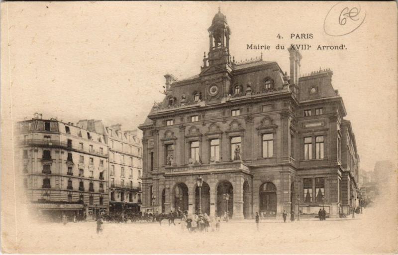 Carte postale ancienne Mairie du XVIIe Arrondissement à Paris 18e