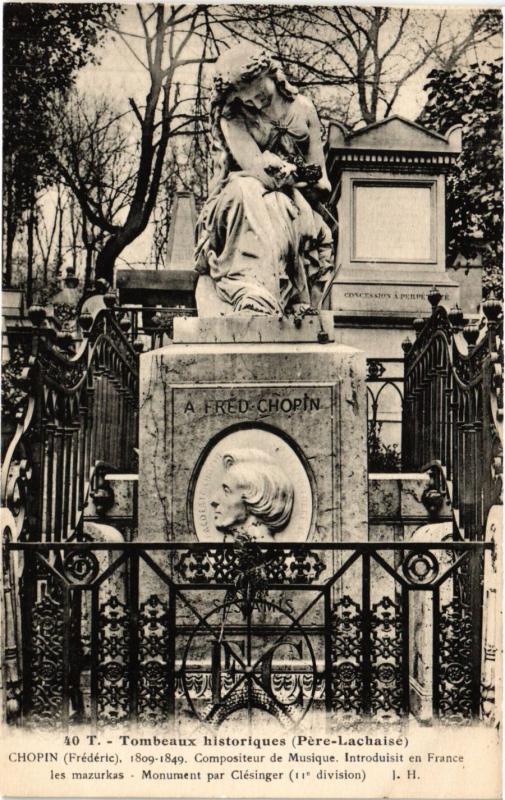 Carte postale ancienne Père-Lachaise - Frédéric Chopin à Paris 20e