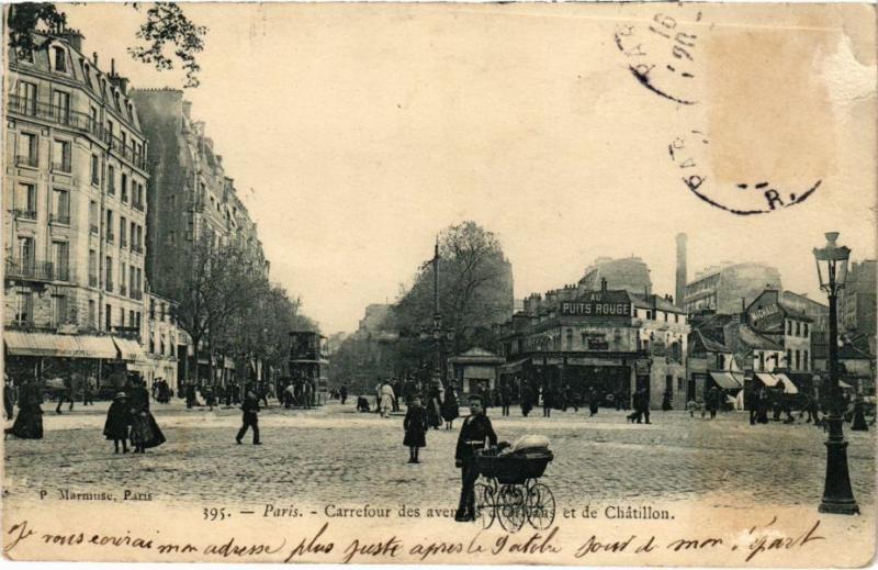 Carte postale ancienne Carrefour des avenues d'Orléans et de Chatillon à Paris 14e