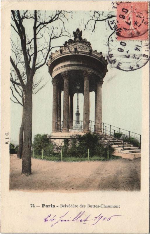 Carte postale ancienne Belvédère des Buttes-Chaumont à Paris 19e