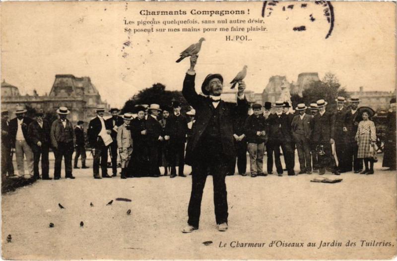 Carte postale ancienne Paris - Le Chameur d'Oiseaux aux Tuileries à Paris