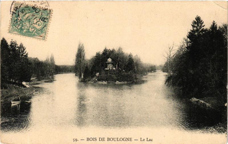 Carte postale ancienne Bois de Boulogne - Le Lac à Paris 16e