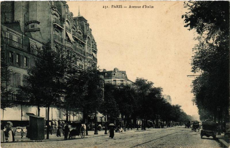 Carte postale ancienne Avenue d'Italie à Paris 13e