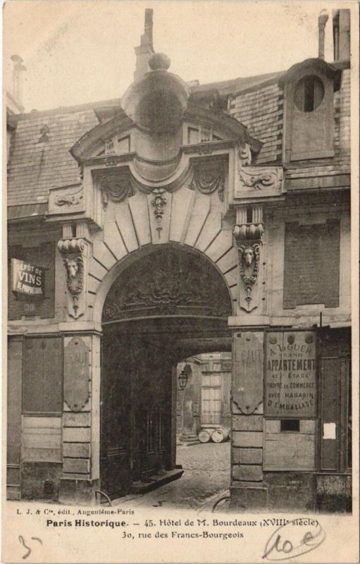 Carte postale ancienne Paris 3e - Paris Historique à Paris 3e