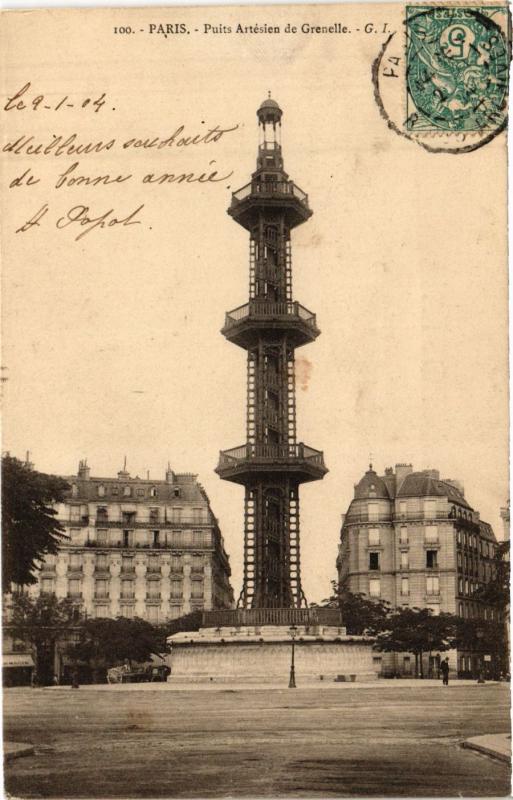 Carte postale ancienne Puits Artésien de Grenelle à Paris 15e
