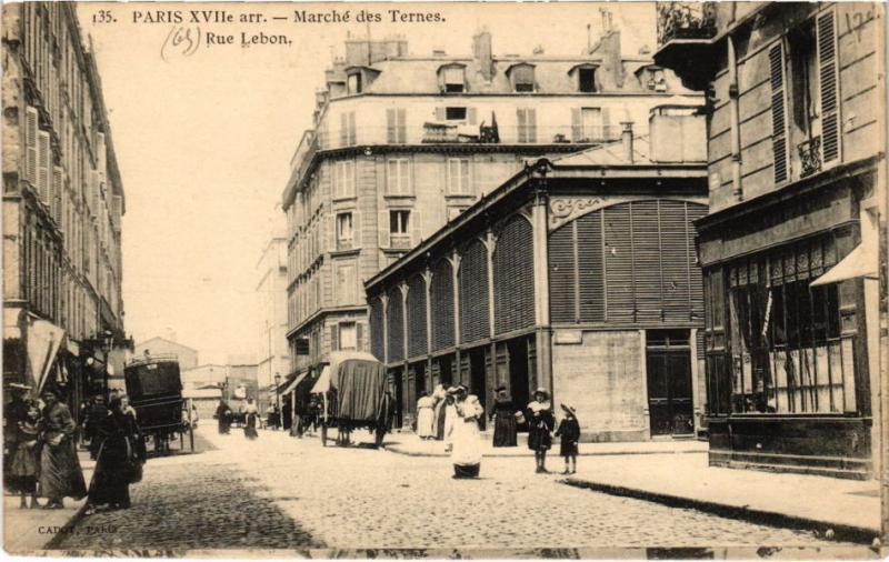 Carte postale ancienne Marché des Ternes - Rue Lebon à Paris 17e