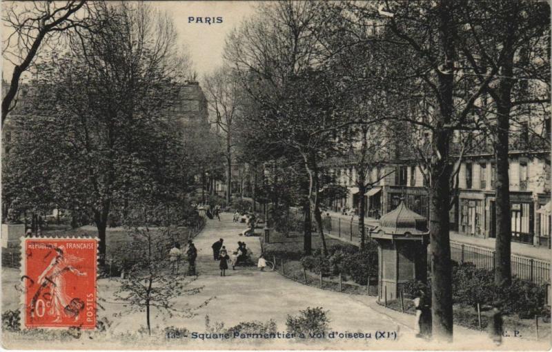 Carte postale ancienne Paris 11e Sqaure Parmentier à Paris 11e