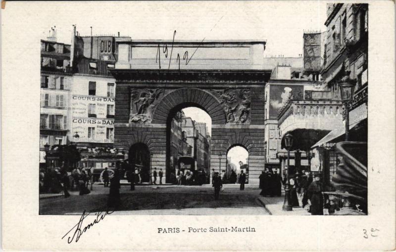 Carte postale ancienne Paris 3e - Porte Saint-Martin à Paris 3e