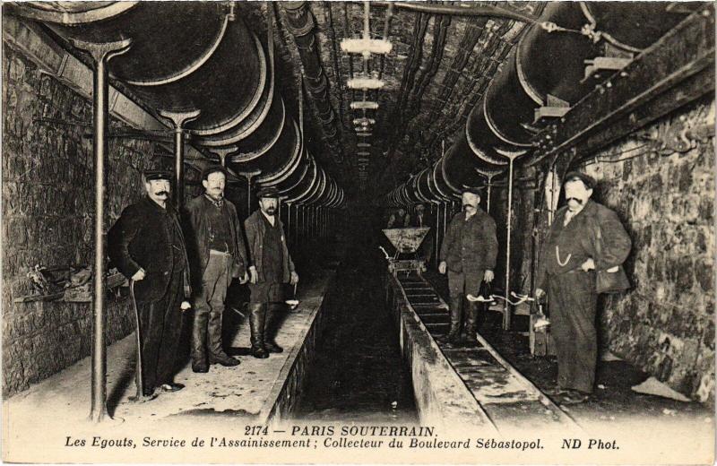Carte postale ancienne Paris 4e - Les Egouts à Paris 4e