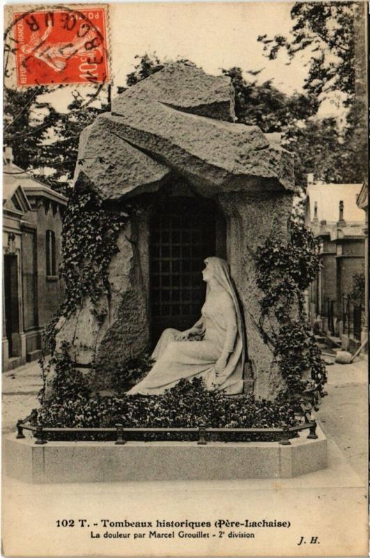 Carte postale ancienne Père-Lachaise - La Douleur à Paris 20e