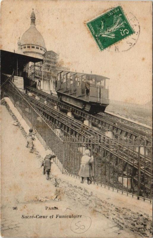 Carte postale ancienne Sacré-Coeur et Funiculaire à Paris 18e