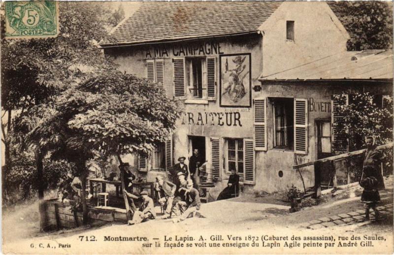 Carte postale ancienne Montmartre - Le Lapin A. Gill. Vers 1872 (Cabaret des assassins) à Paris 18e