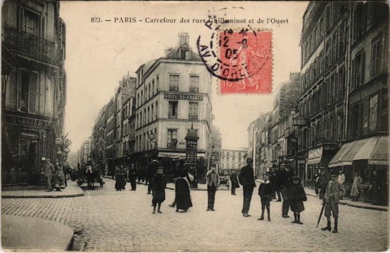 Carte postale ancienne Carrefour des rues Guilleminot et de l'Ouest à Paris 14e