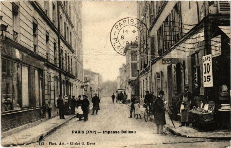 Carte postale ancienne Impasse Boileau à Paris 16e