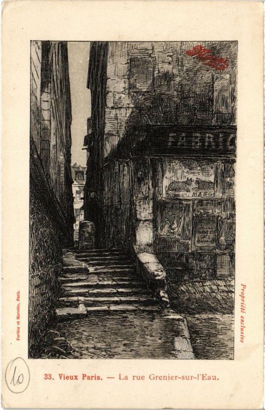 Carte postale ancienne Ancien Paris - La rue Grenier-sur-l'Eau