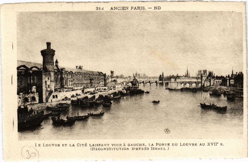 Carte postale ancienne Ancien Paris - Le Louvre et la Cité