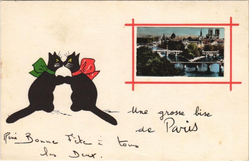 Carte postale ancienne Paris 4e Panorama black cats