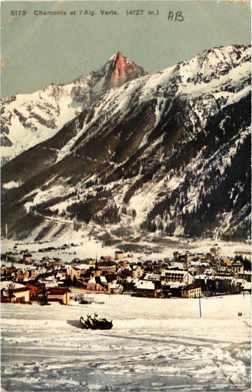 Carte postale ancienne Chamonix et l'Aiguille Verte