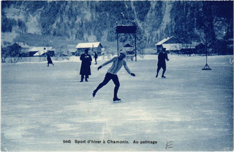 Carte postale ancienne Chamonix Sport d'hiver-Au patinage