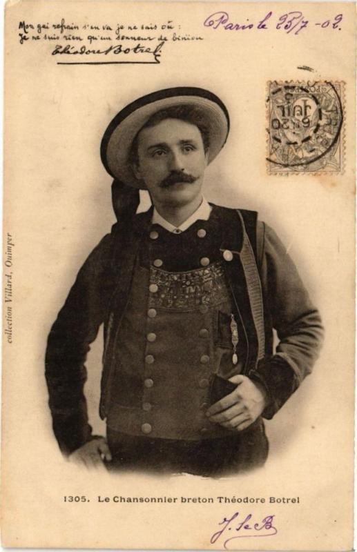 Carte postale ancienne Le Chansonnier breton Théodore Botrel