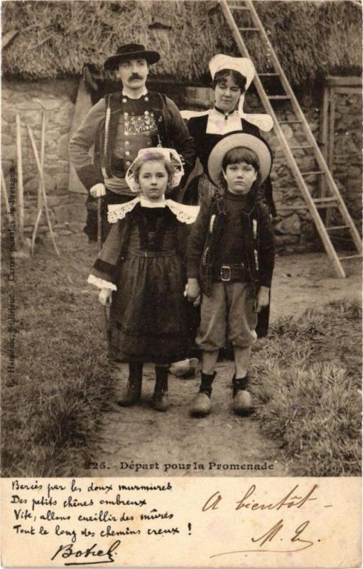 Carte postale ancienne Départ pour la Promenade