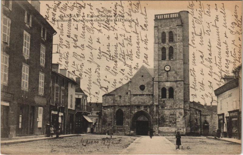 Carte postale ancienne Gannat Eglise Sainte Croix