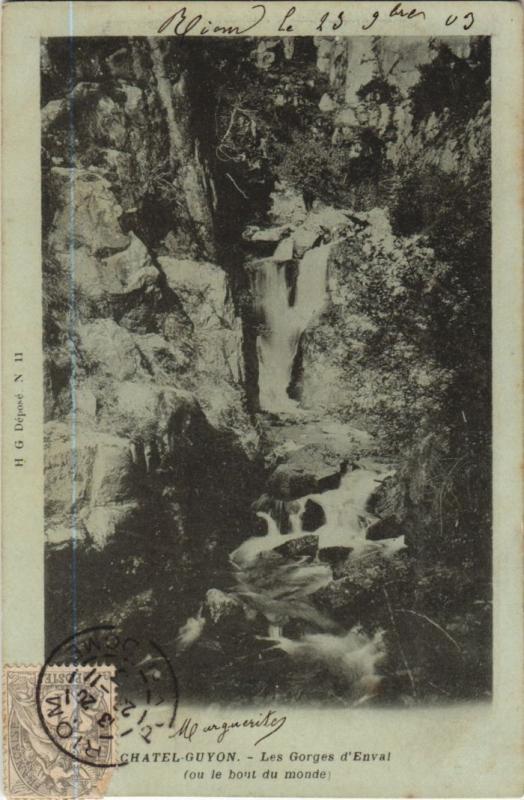 Carte postale ancienne Chatel-Guyon Les Gorges d'Enval à Enval