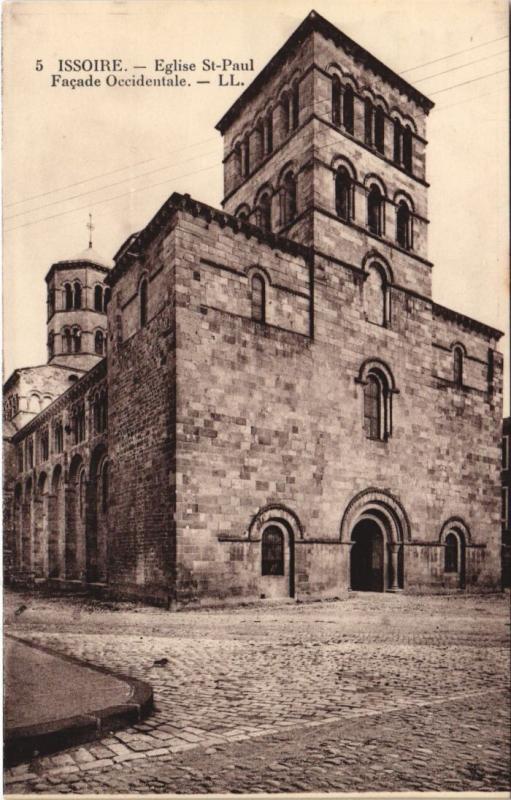 Carte postale ancienne Issoire Eglise saint-Paul - Facade Occidentale à Issoire