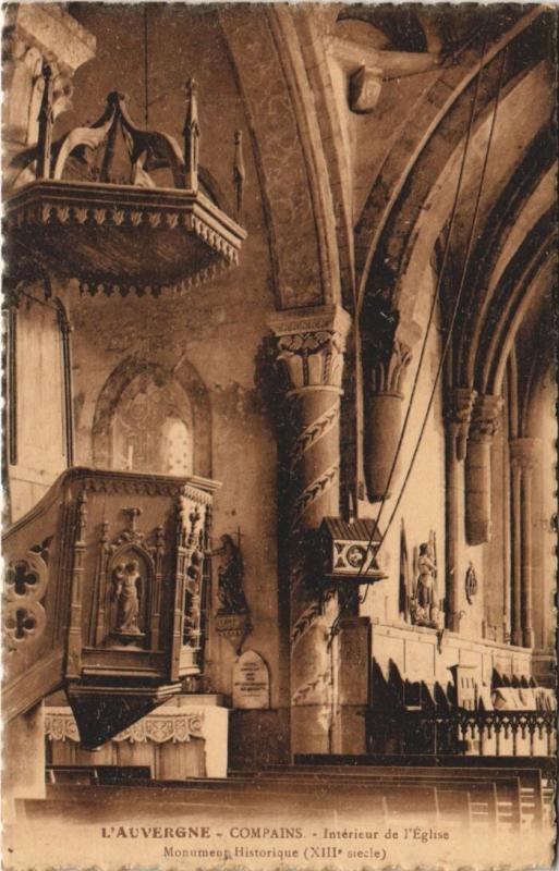 Carte postale ancienne Compains Interieur de l'Eglise à Compains