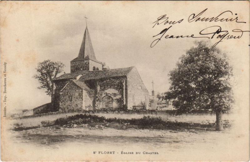 Carte postale ancienne Saint-Floret Eglise du Chastel à Saint-Floret