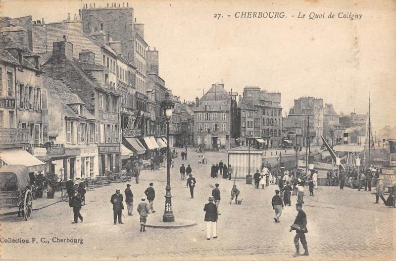 Carte postale ancienne Cherbourg - Le Quai De Caligny