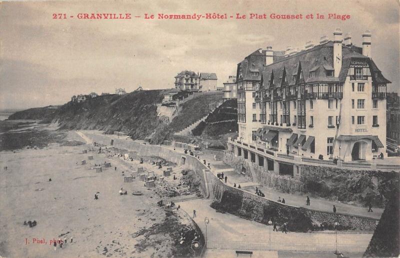 Carte postale ancienne Granville - Le Normandy Hotel - Le Plat Gousset Et La Plage à Granville