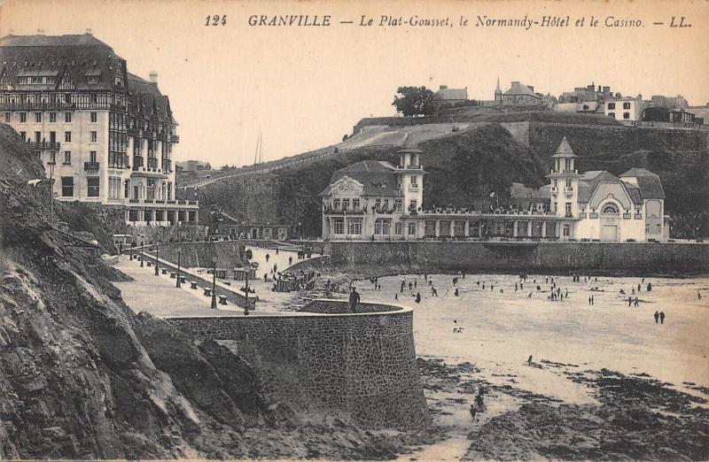 Carte postale ancienne Granville - Le Plat Gousset - Le Normandy Hotel Et Le Casino à Granville