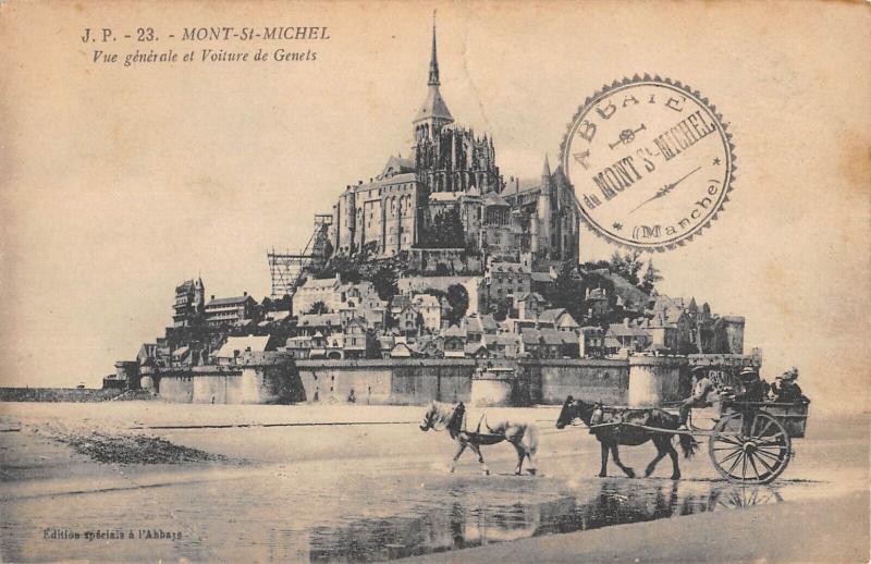 Carte postale ancienne Mont Saint Michel - Vue Generale Et Voiture Des Genets