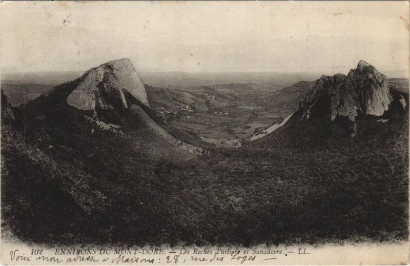 Carte postale ancienne Le Mont-Dore Environs - Les Roches Tuiliere et Sanadoire à Mont-Dore