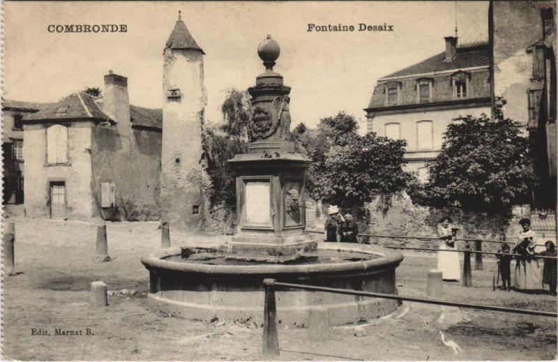 Carte postale ancienne Combronde Fontaine Desaix à Combronde
