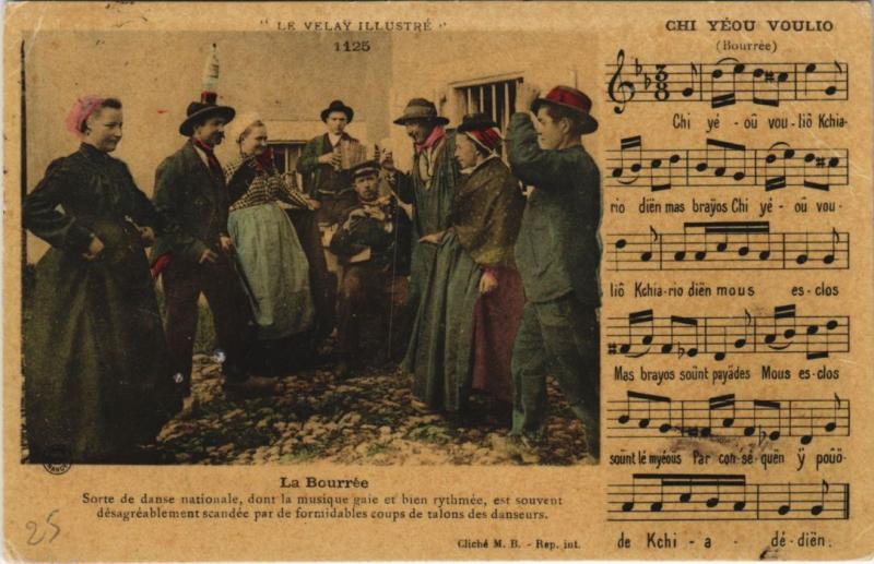 Carte postale ancienne La Bourree - Folklore
