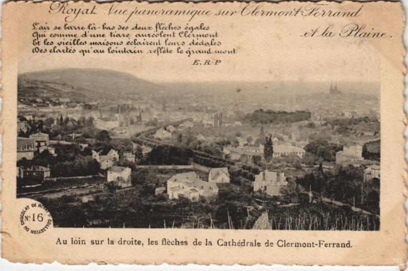 Carte postale ancienne Clermont Ferrand vue panoramique à Clermont-Ferrand