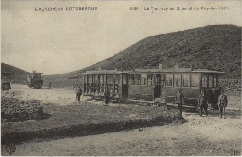 Carte postale ancienne Le Tramway au Sommet du Puy de Dome - Reprint