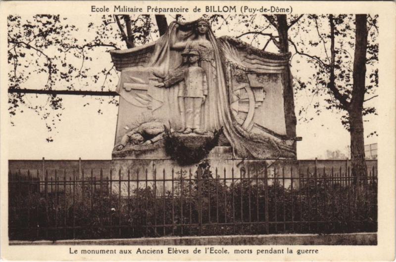 Carte postale ancienne Billom Ecole Militaire Preparatoire - Monument à Billom