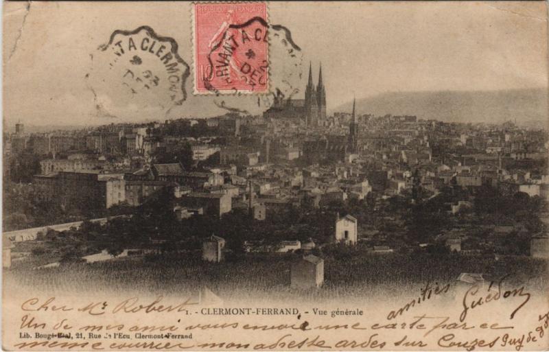 Carte postale ancienne Clermont Ferrand vue generale à Clermont-Ferrand