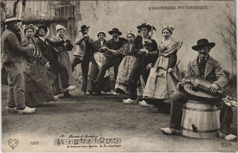 Carte postale ancienne Bourree d'Auvergne - Folklore