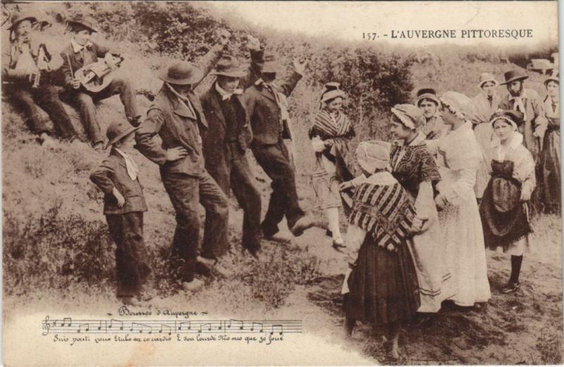 Carte postale ancienne Bourree d'Auvergne - Folklore
