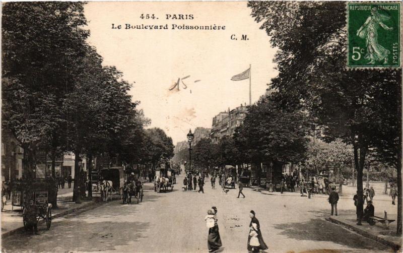 Carte postale ancienne Paris 2e-Boulevard Poissonnaire à Paris 2e