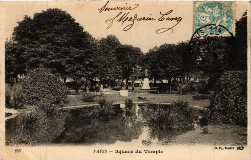 Carte postale ancienne Paris 3e Paris-Square du Temple à Paris 3e