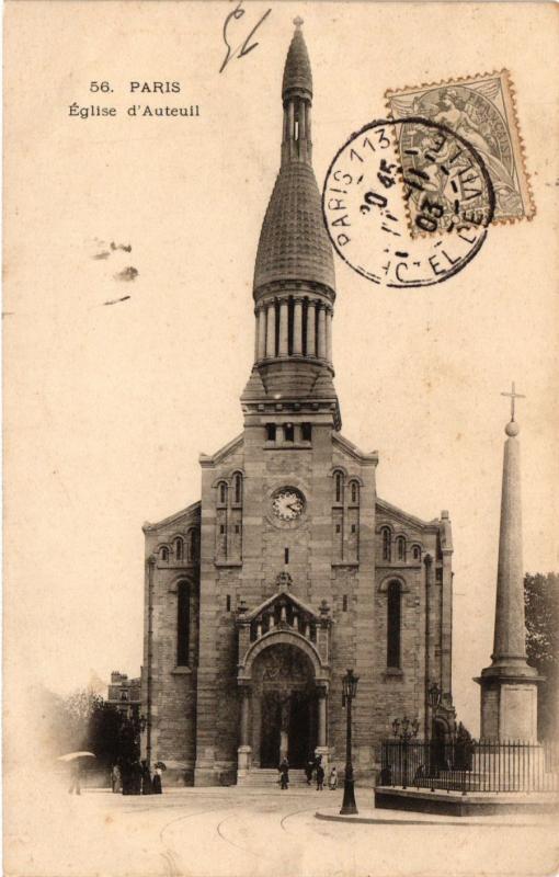 Carte postale ancienne Eglise d'Auteuil à Paris 16e