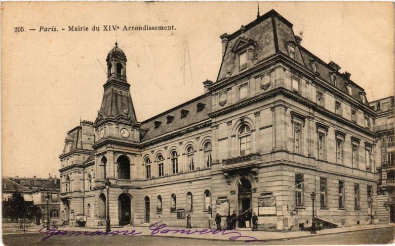 Carte postale ancienne Mairie du XIVe Arrondissement à Paris 14e