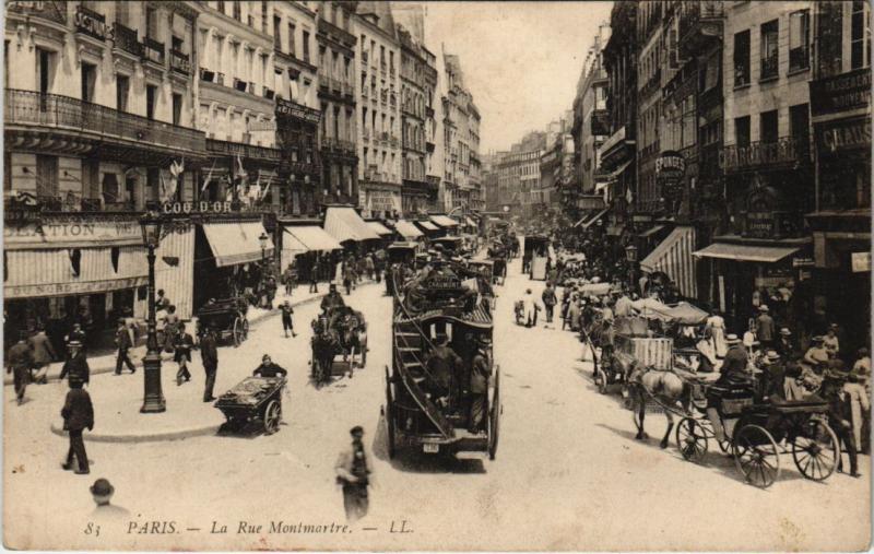 Carte postale ancienne Paris - La Rue Montmartre à Paris