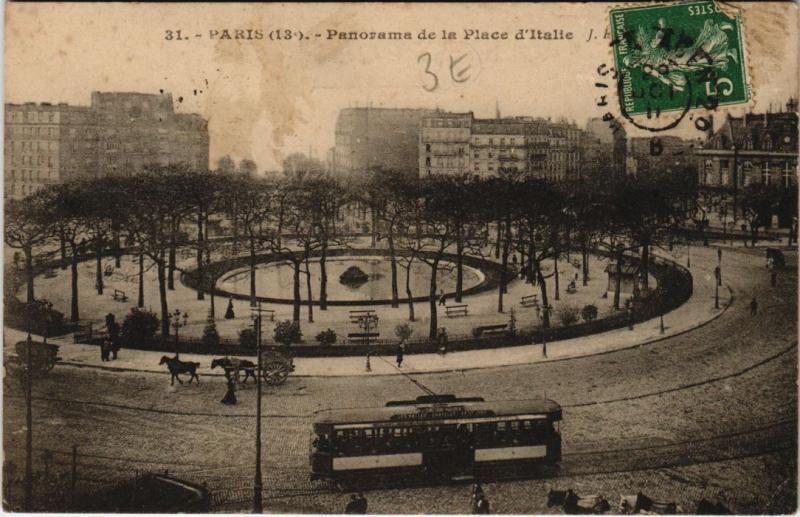 Carte postale ancienne Panorama de la Place d'Italie à Paris 13e