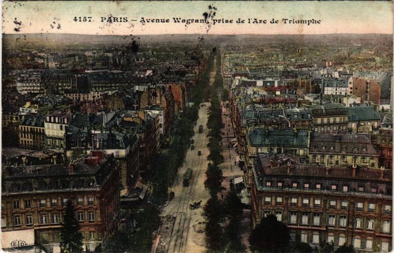 Carte postale ancienne Avenue Wagram, prise de l'Arc de Triomphe à Paris 17e